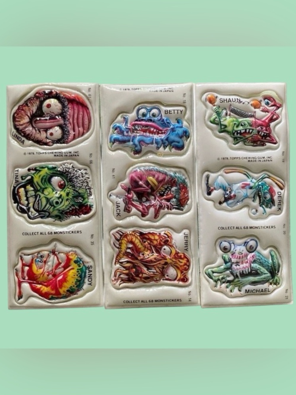 Vintage MONSTICKERS Topps Gum 1979 Monster Puffy Stickers Decal Vtg Horror Japan